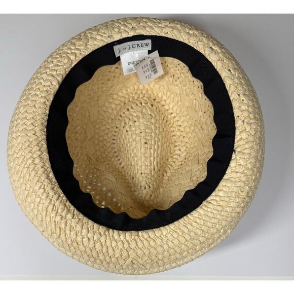 J. Crew Fedora Hat Black Ribbon Sun Shade Summer NWT - Picture 4 of 4